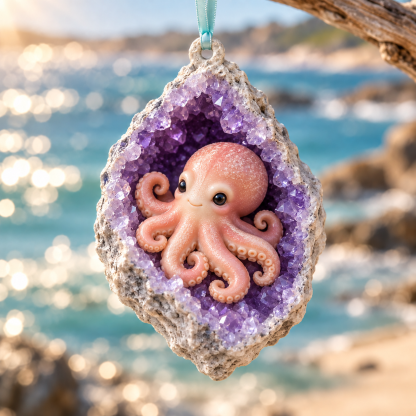 Octopus ocean geode ornament