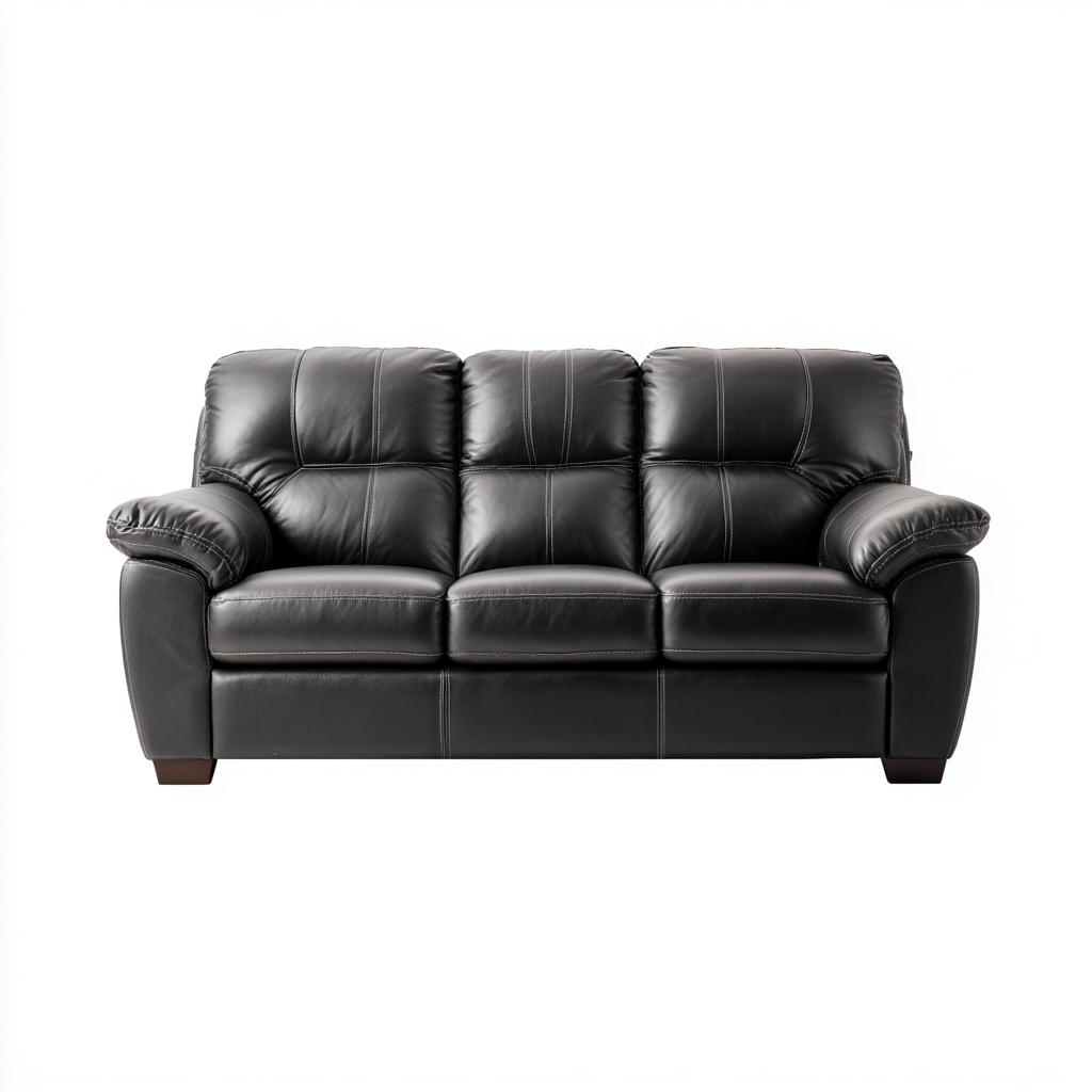 Canapé droit - similicuir - 208x96x95 cm - noir - design classique-Nestleify