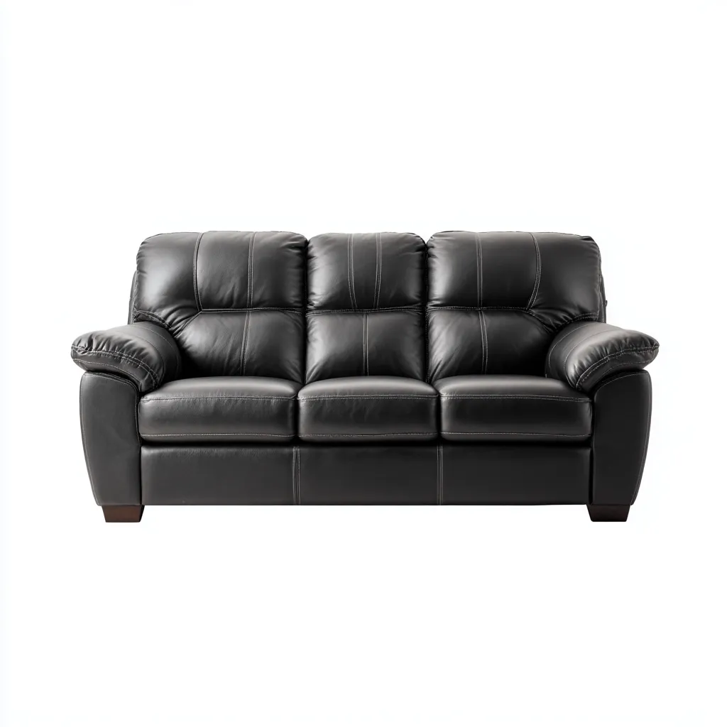 Canapé droit - similicuir - 208x96x95 cm - noir - design classique-Nestleify