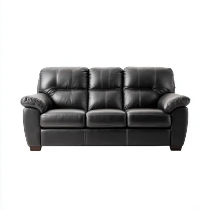 Canapé droit - similicuir - 208x96x95 cm - noir - design classique-Nestleify
