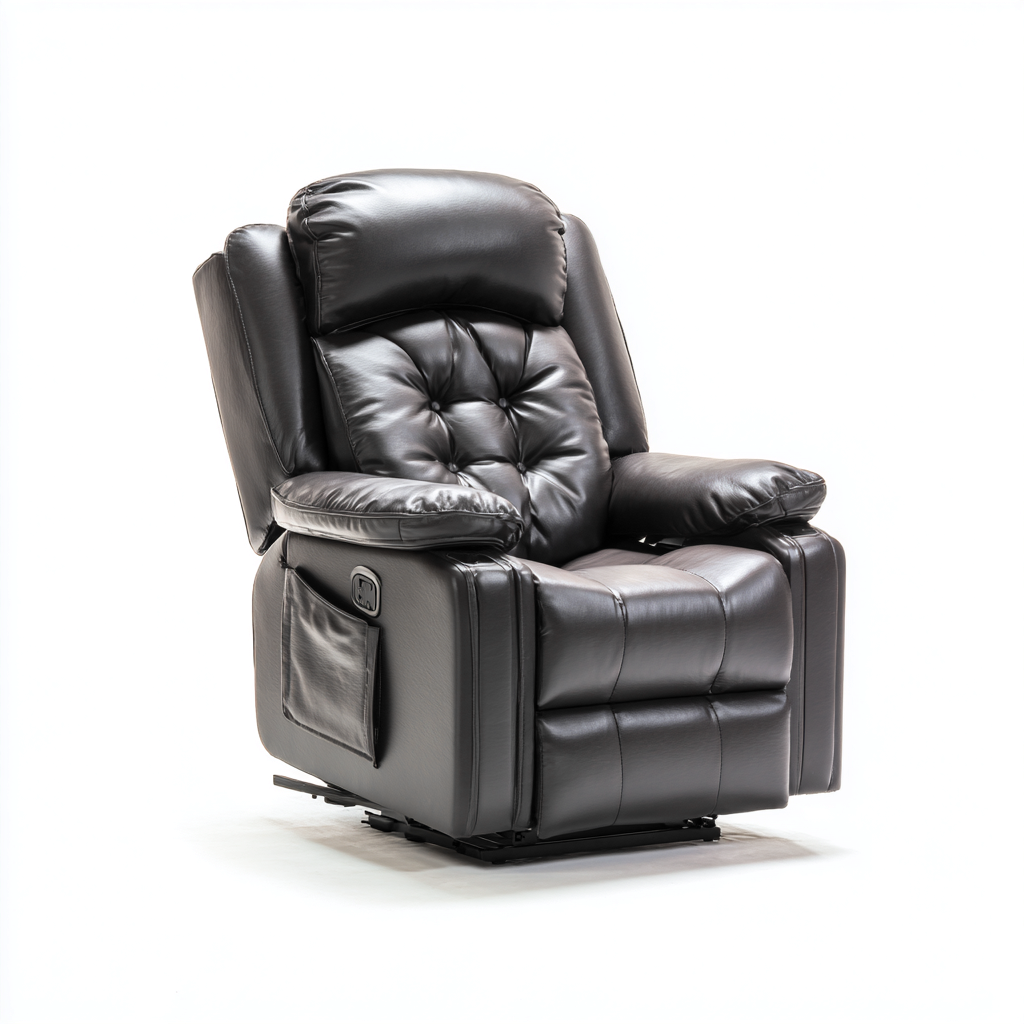Fauteuil relax inclinable - cuir synthétique - 98x92x106 cm - noir - style ergonomique-Nestleify