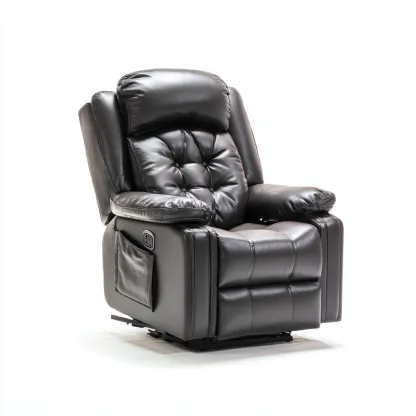 Fauteuil relax inclinable - cuir synthétique - 98x92x106 cm - noir - style ergonomique-Nestleify