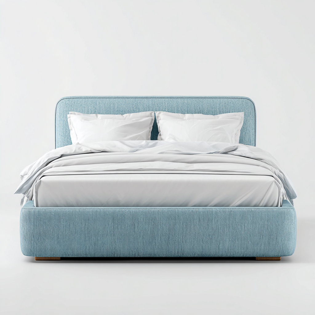 Lit double - tissu - 200x160x105 cm - bleu clair - design moderne-Nestleify