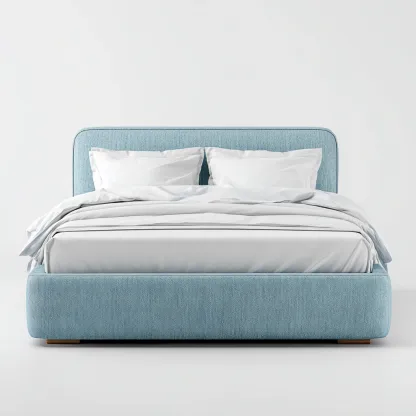 Lit double - tissu - 200x160x105 cm - bleu clair - design moderne-Nestleify