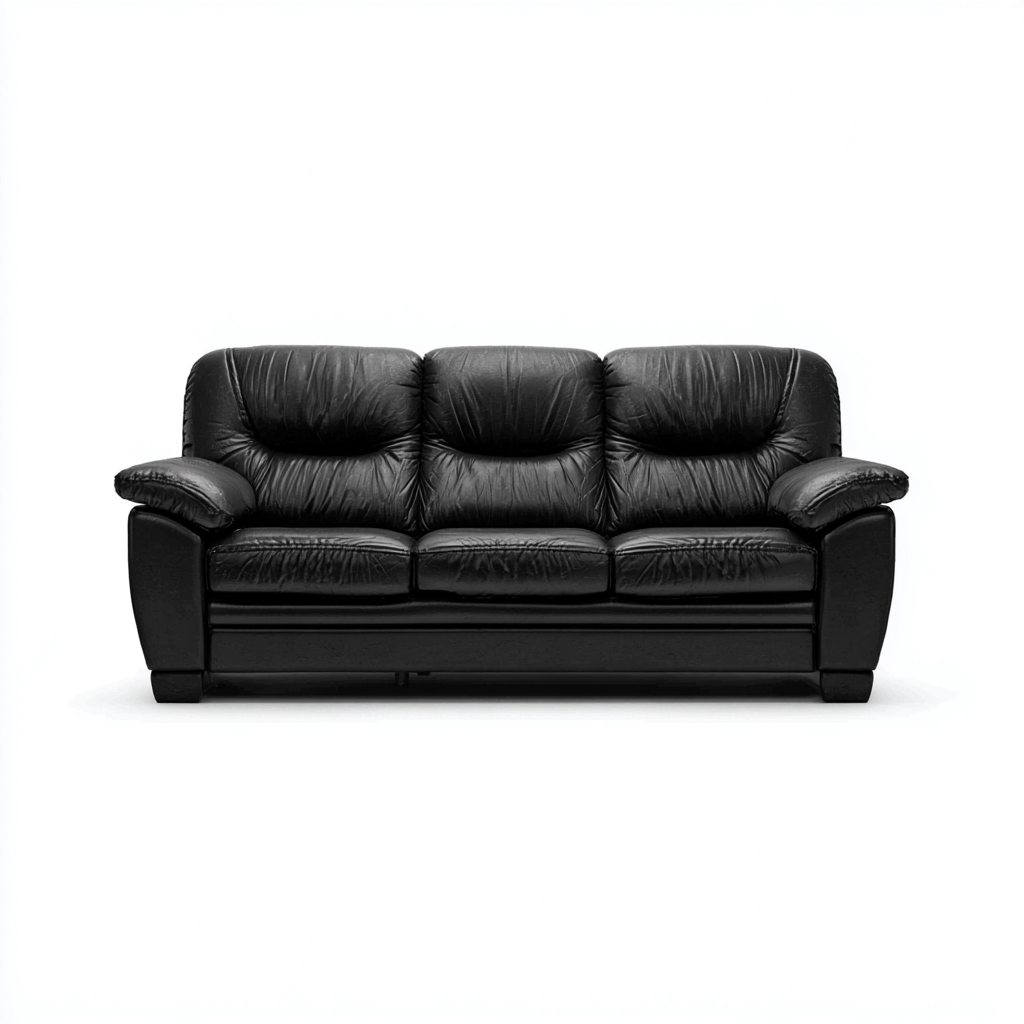 Canapé droit - cuir synthétique - 205x95x92 cm - noir - salon-Nestleify