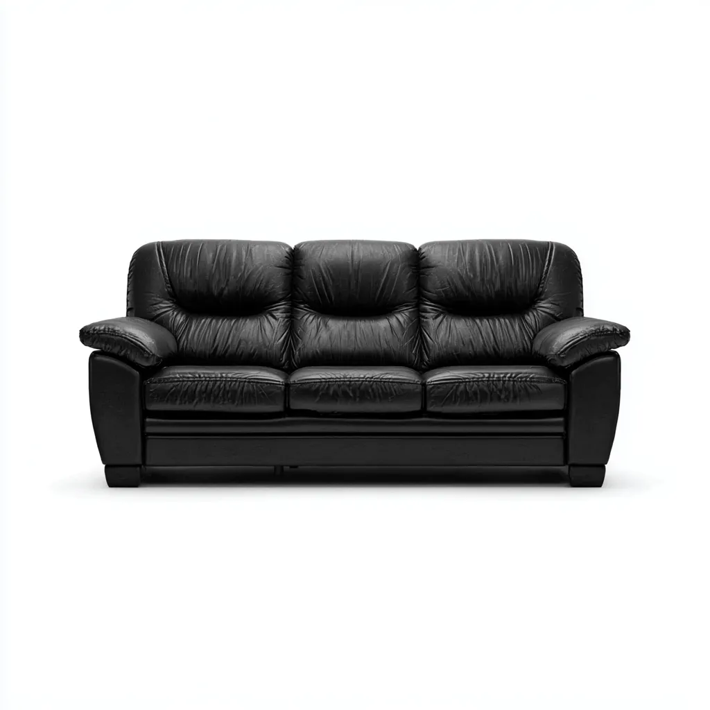 Canapé droit - cuir synthétique - 205x95x92 cm - noir - salon-Nestleify