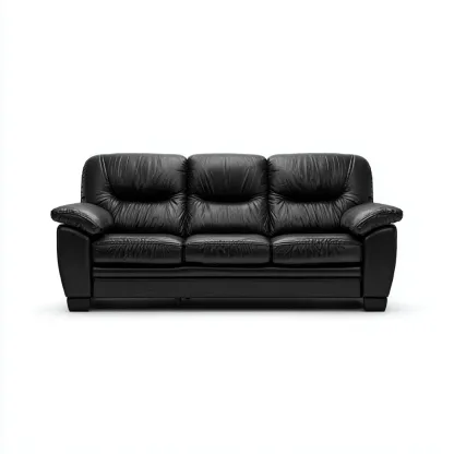 Canapé droit - cuir synthétique - 205x95x92 cm - noir - salon-Nestleify