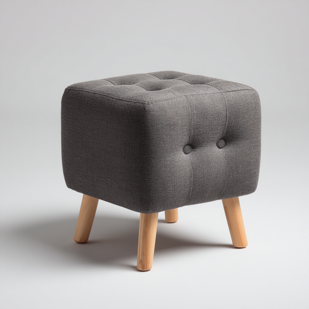 Pouf - tissu - 36x36x42 cm - gris foncé - style capitonné-Nestleify