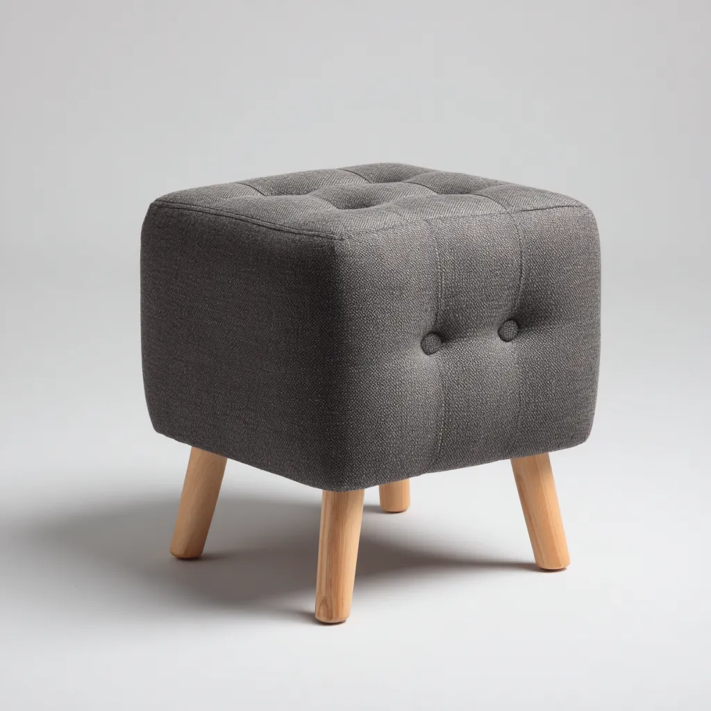 Pouf - tissu - 36x36x42 cm - gris foncé - style capitonné-Nestleify