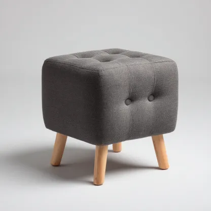Pouf - tissu - 36x36x42 cm - gris foncé - style capitonné-Nestleify