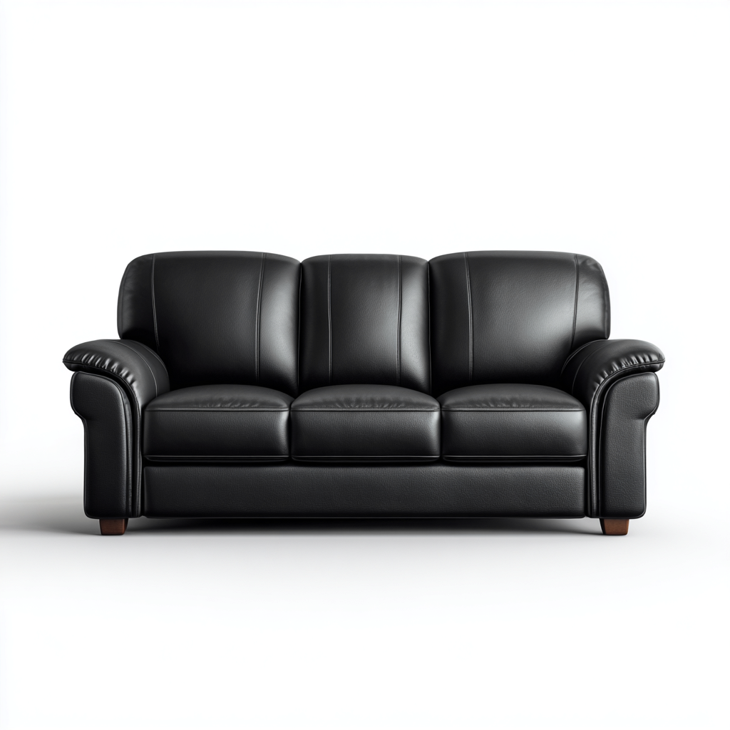 Canapé droit - similicuir - 190x93x92 cm - noir - style classique-Nestleify