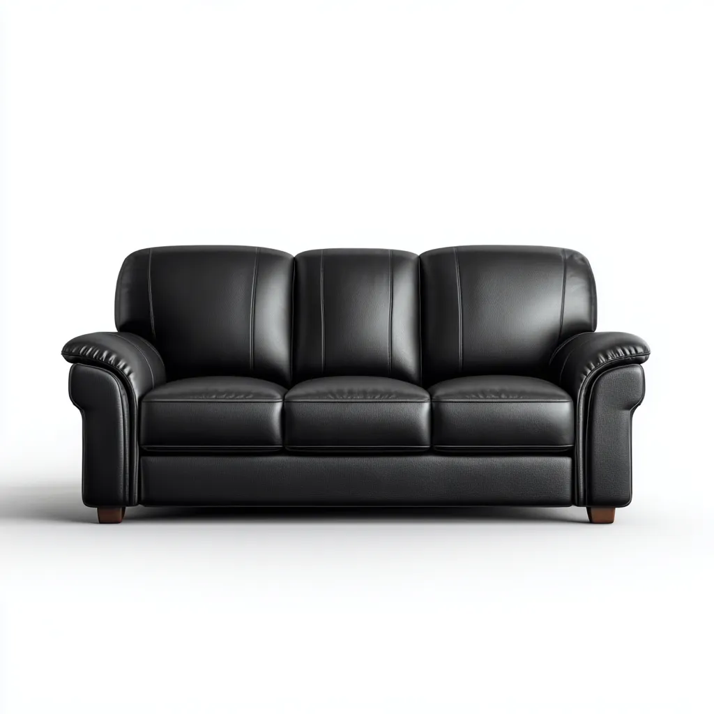 Canapé droit - similicuir - 190x93x92 cm - noir - style classique-Nestleify