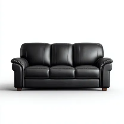 Canapé droit - similicuir - 190x93x92 cm - noir - style classique-Nestleify