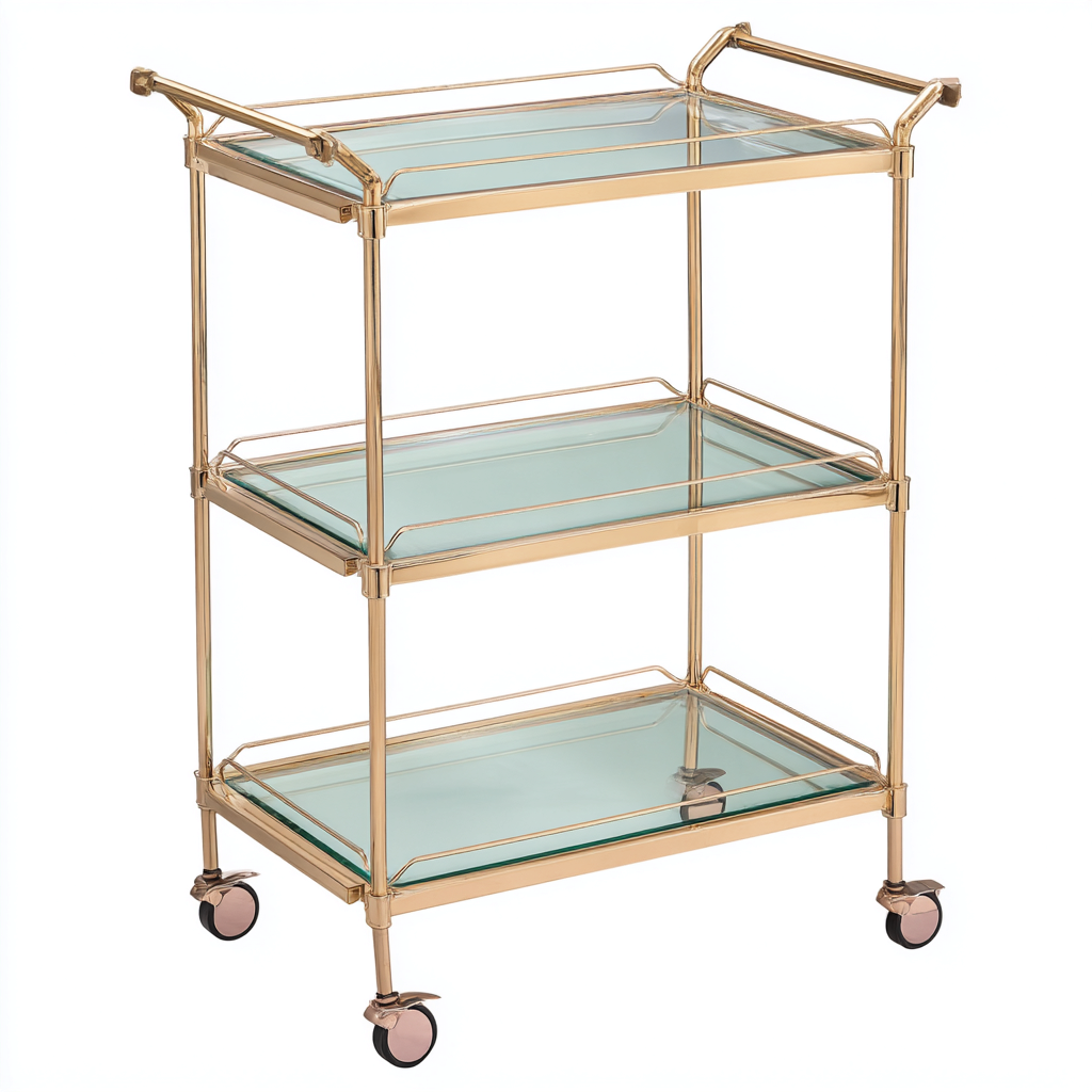 Dessertes et chariots - métal-verre - 75x40x90 cm - doré-transparente - design moderne-Nestleify