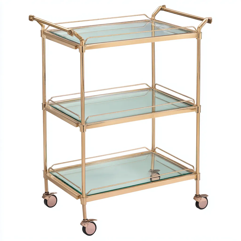 Dessertes et chariots - métal-verre - 75x40x90 cm - doré-transparente - design moderne-Nestleify