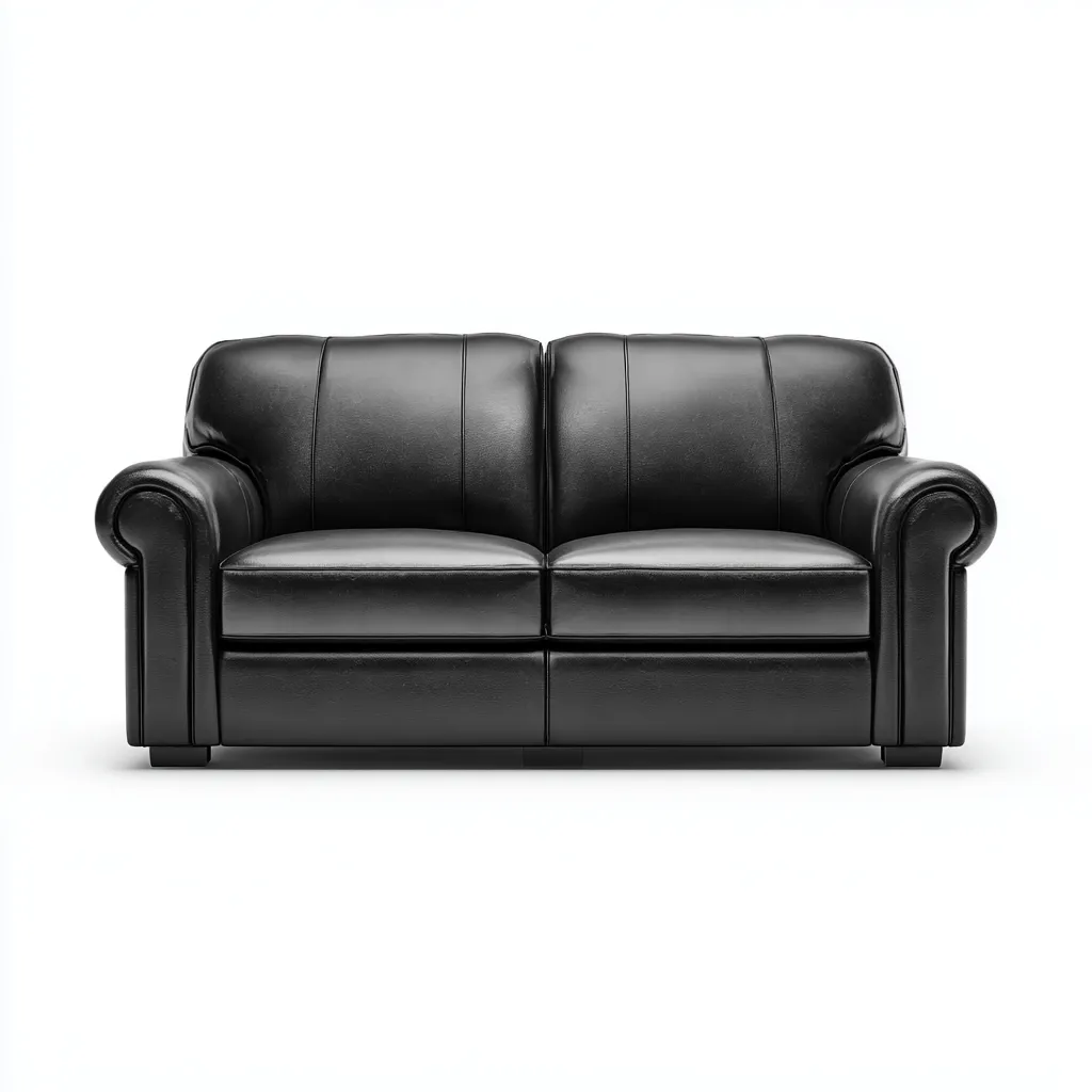 Canapé droit - cuir synthétique - 175x90x88 cm - noir - salon-Nestleify