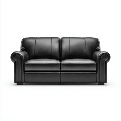 Canapé droit - cuir synthétique - 175x90x88 cm - noir - salon-Nestleify