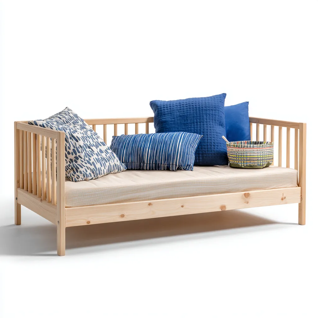 Canapé-lit - bois - 196x86x78 cm - naturel - style scandinave-Nestleify