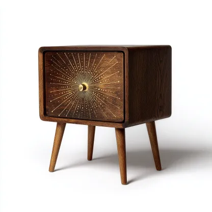 Table de chevet - bois - métal - 42x34x58 cm - brun - design vintage-Nestleify