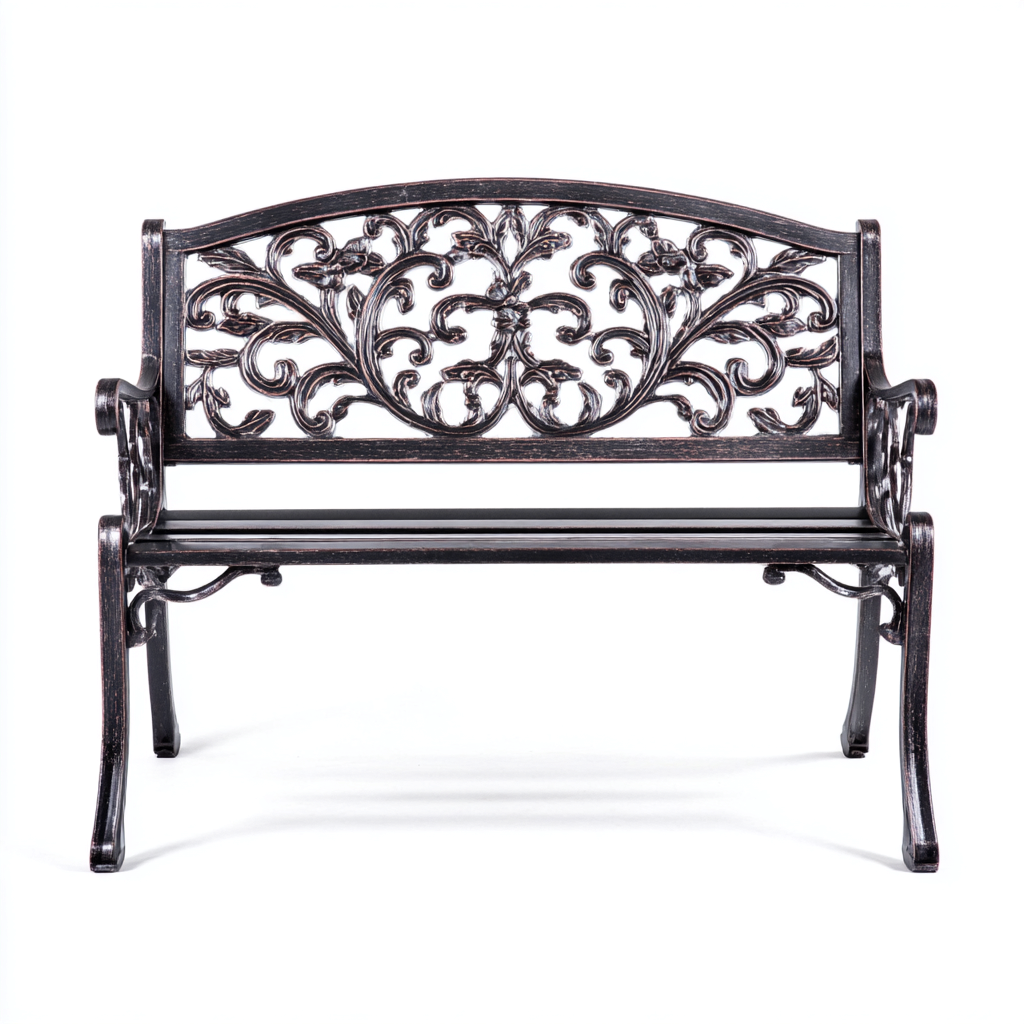 Banc de jardin - métal - 121x55x82 cm - noir antique - style rétro-Nestleify