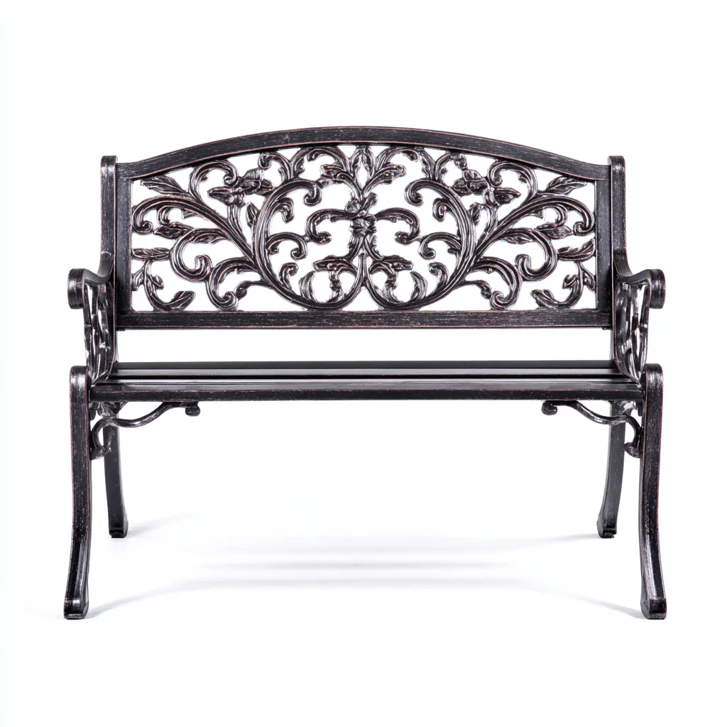 Banc de jardin - métal - 121x55x82 cm - noir antique - style rétro-Nestleify