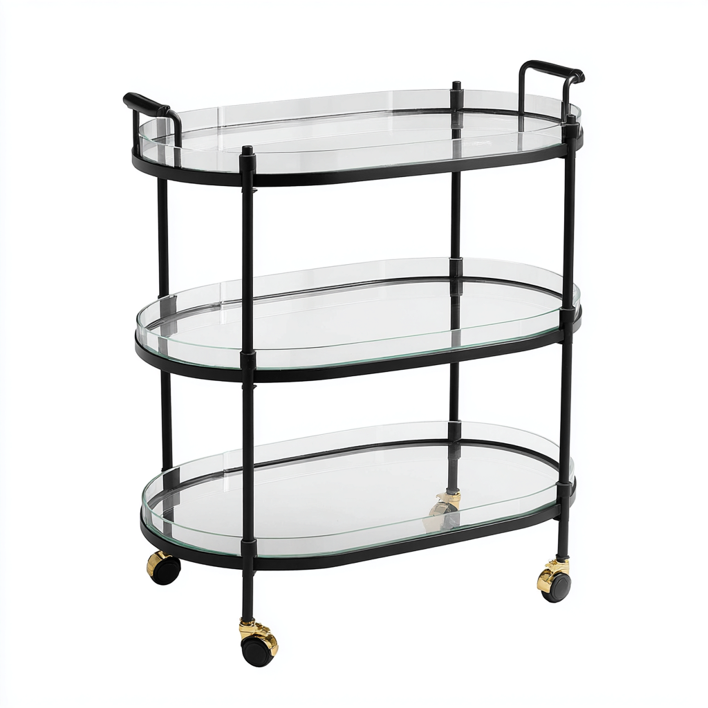 Dessertes et chariots - métal-verre - 80x40x85 cm - noir - design moderne-Nestleify