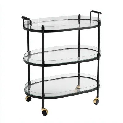 Dessertes et chariots - métal-verre - 80x40x85 cm - noir - design moderne-Nestleify