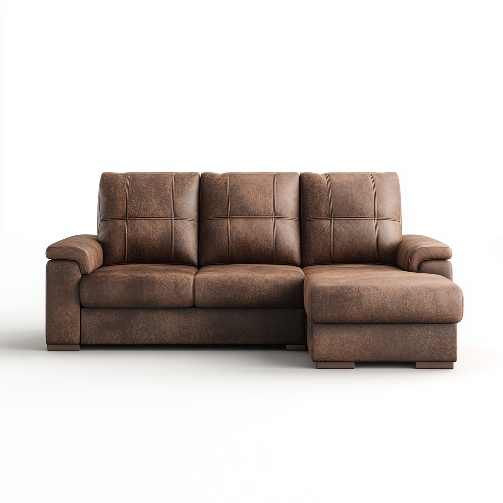 Canapé d'angle - cuir véritable - 250x160x88 cm - brun - design contemporain-Nestleify