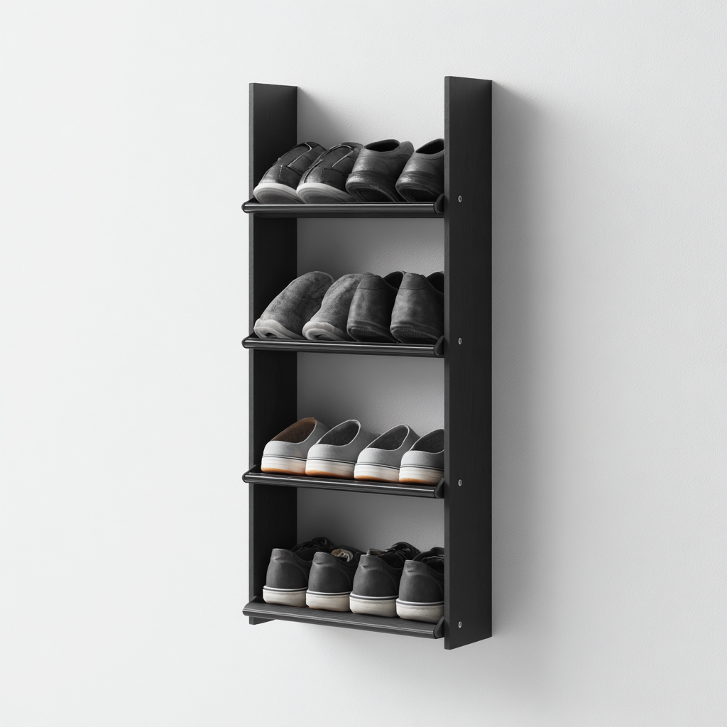 Meuble à chaussures - bois-métal - 60x20x100 cm - noir - style moderne-Nestleify