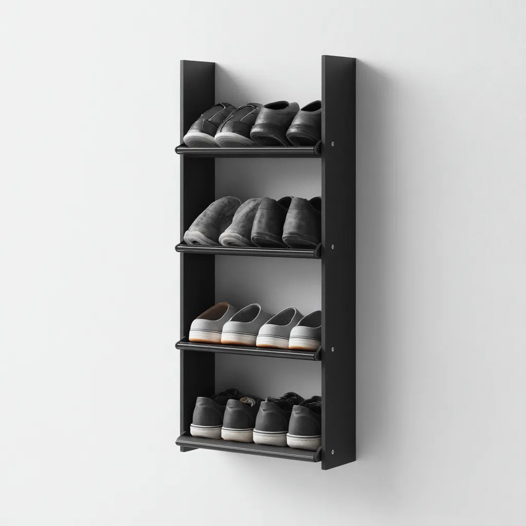 Meuble à chaussures - bois-métal - 60x20x100 cm - noir - style moderne-Nestleify