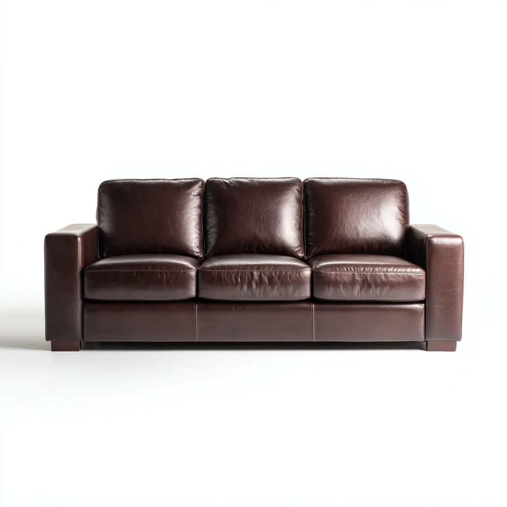 Canapé droit - cuir - 215x90x86 cm - brun foncé - style contemporain-Nestleify