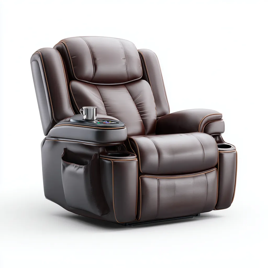 Fauteuil relax inclinable - cuir - 90x95x103 cm - brun foncé - style moderne-Nestleify