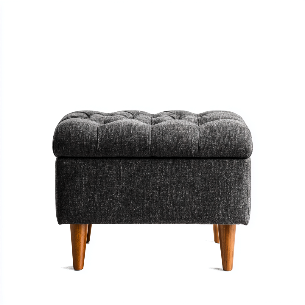 Pouf - tissu - 70x40x45 cm - gris foncé - style moderne-Nestleify