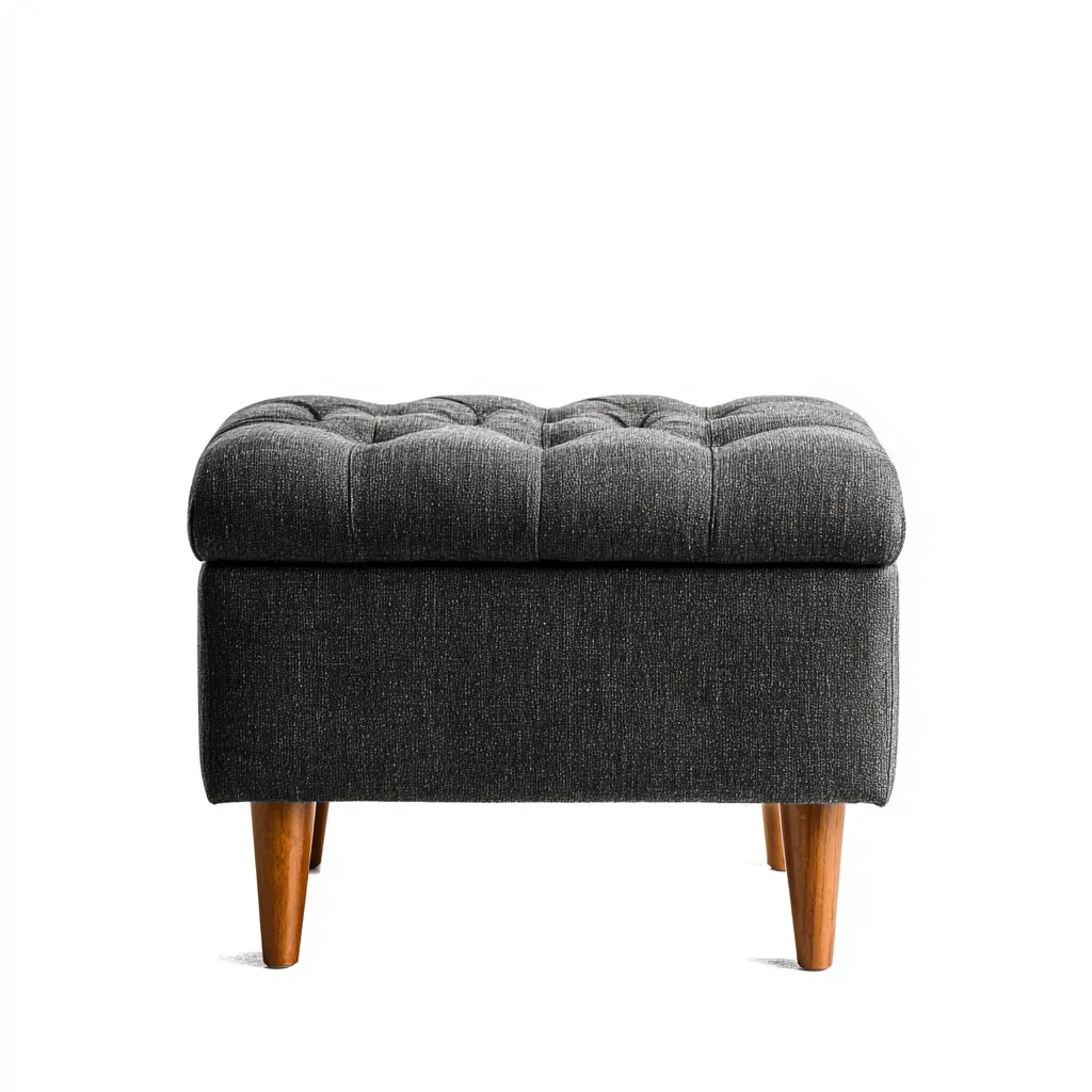 Pouf - tissu - 70x40x45 cm - gris foncé - style moderne-Nestleify