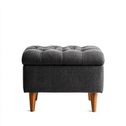 Pouf - tissu - 70x40x45 cm - gris foncé - style moderne-Nestleify