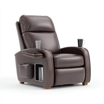 Fauteuil relax inclinable - cuir - 88x94x102 cm - brun - style moderne-Nestleify