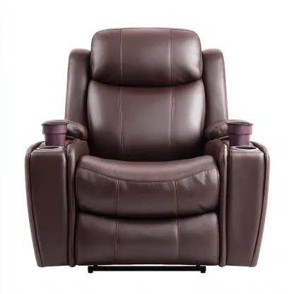 Fauteuil relax inclinable - cuir - 90x95x104 cm - brun - style moderne-Nestleify