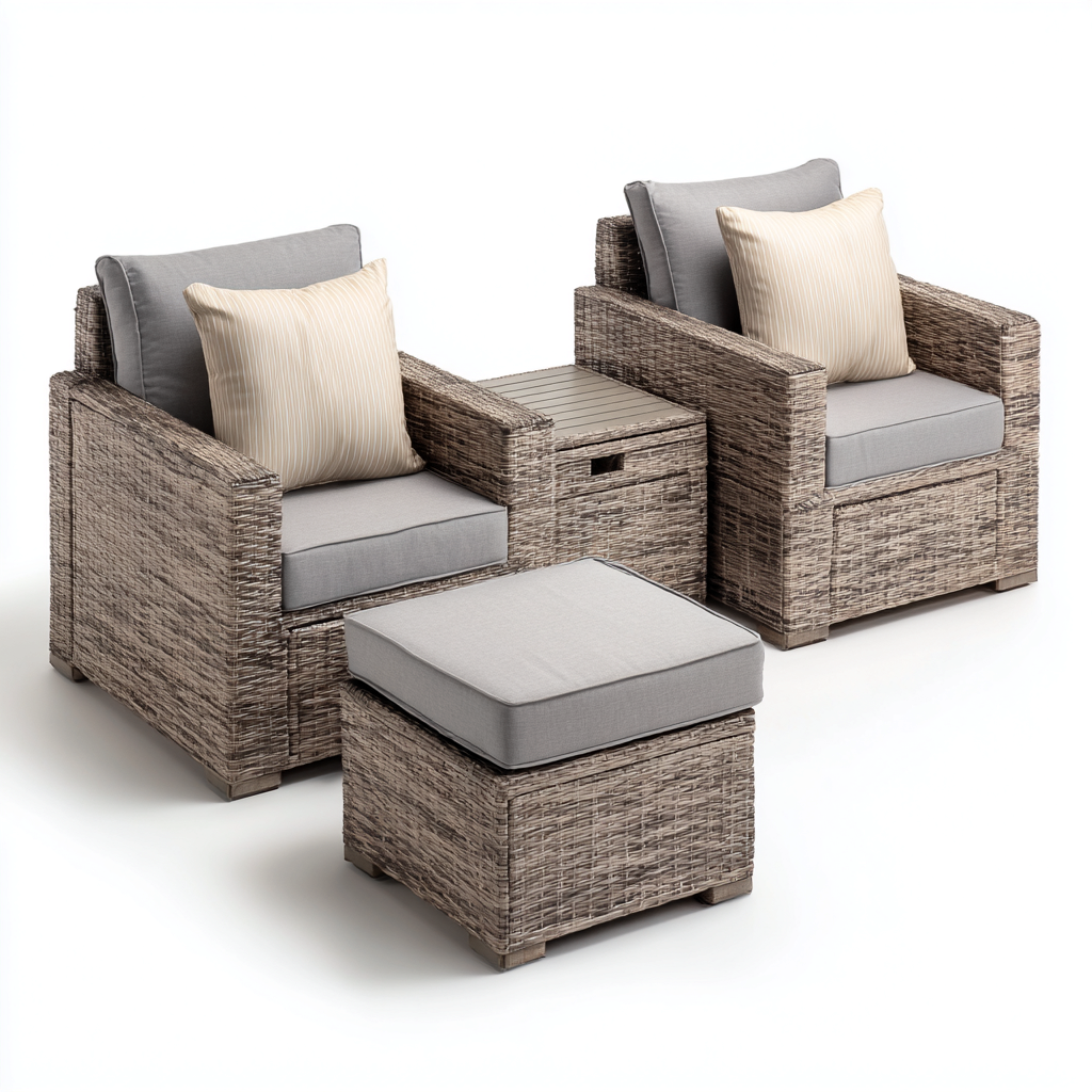 Canapé de jardin - rotin synthétique - bois - 78x82x88 cm - gris-naturel - style contemporain-Nestleify