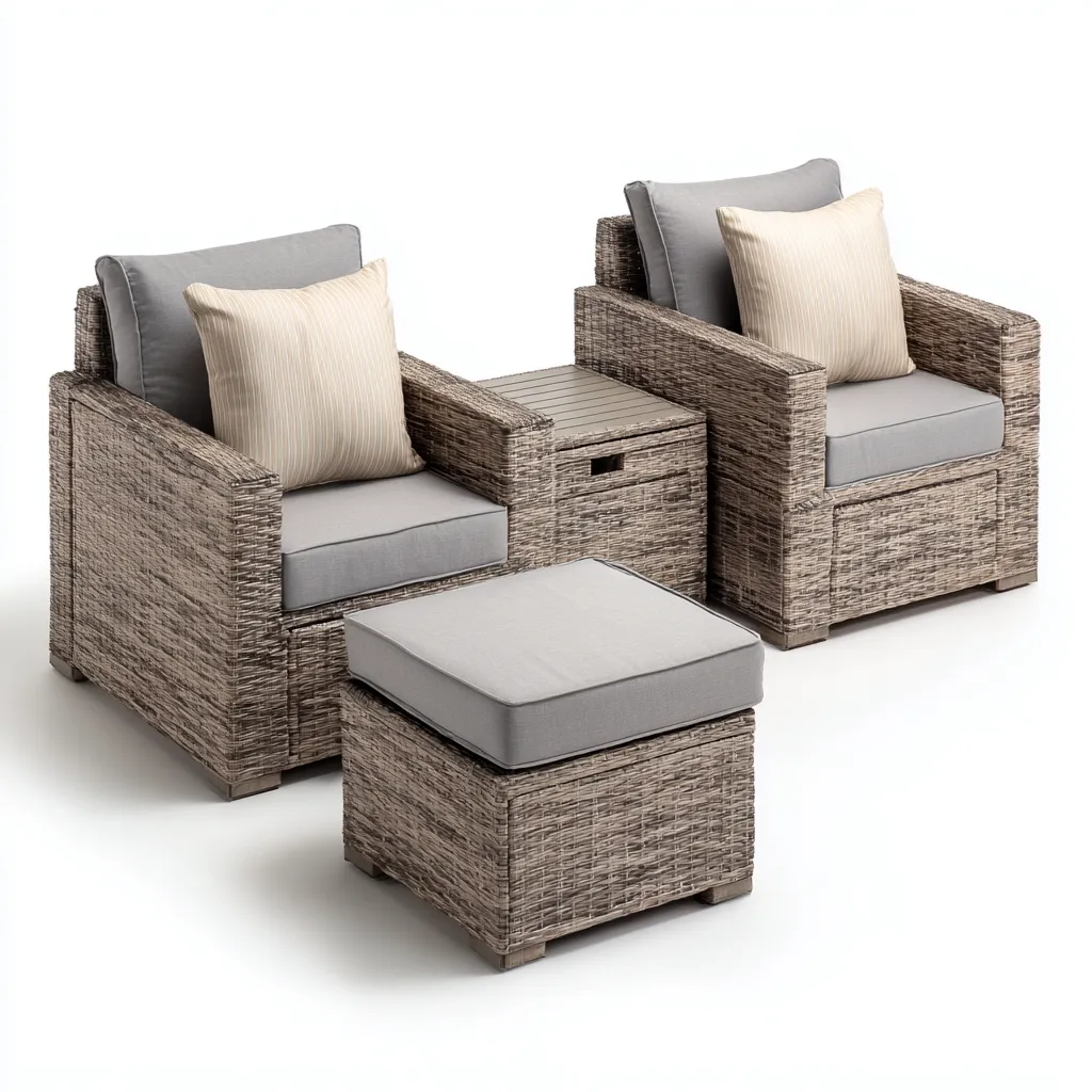 Canapé de jardin - rotin synthétique - bois - 78x82x88 cm - gris-naturel - style contemporain-Nestleify