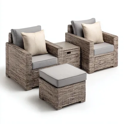 Canapé de jardin - rotin synthétique - bois - 78x82x88 cm - gris-naturel - style contemporain-Nestleify