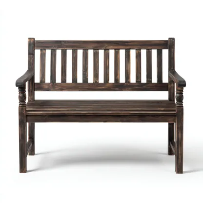 Banc de jardin - bois - 115x58x90 cm - brun foncé - style rustique-Nestleify