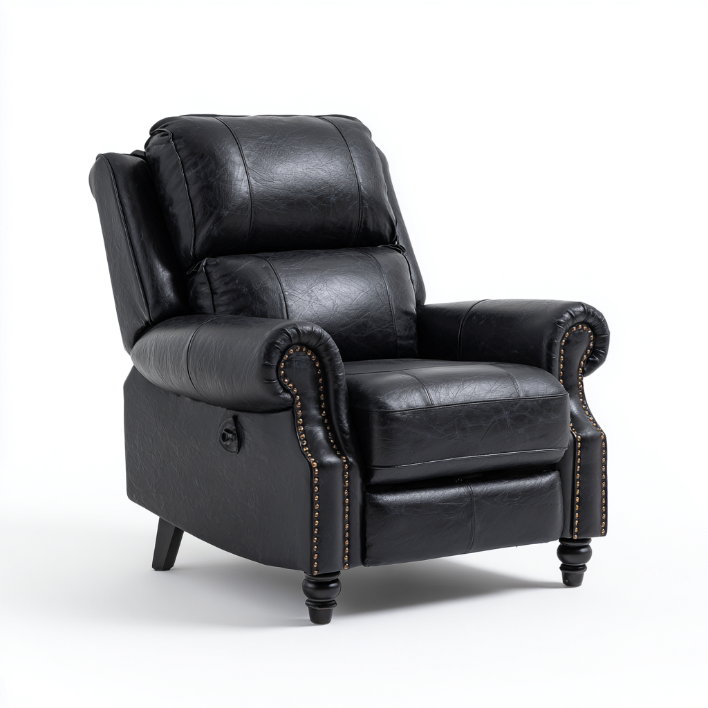 Fauteuil relax inclinable - cuir synthétique - 92x94x103 cm - noir - style classique-Nestleify