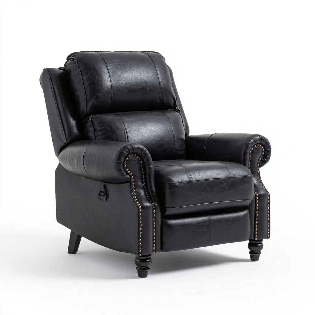 Fauteuil relax inclinable - cuir synthétique - 92x94x103 cm - noir - style classique-Nestleify