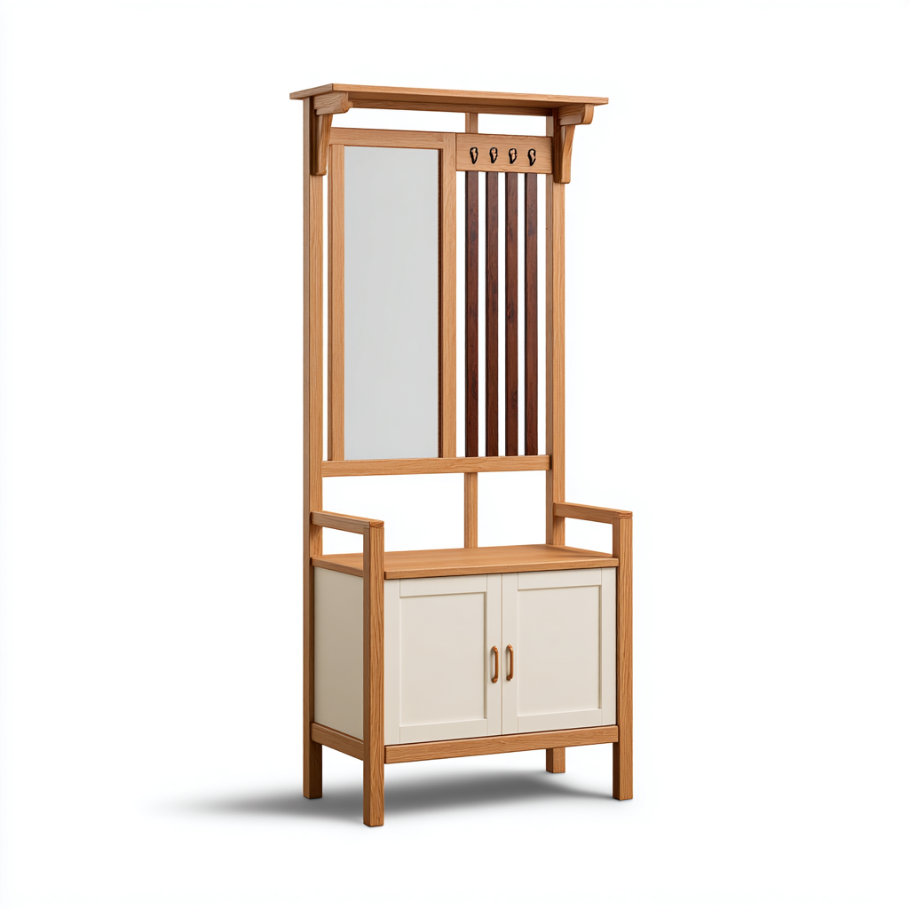 Porte manteau - bois - 95x40x180 cm - chêne-blanc - style scandinave-Nestleify