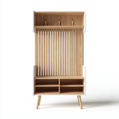 Porte manteau - bois - 100x35x170 cm - chêne-blanc - style scandinave-Nestleify