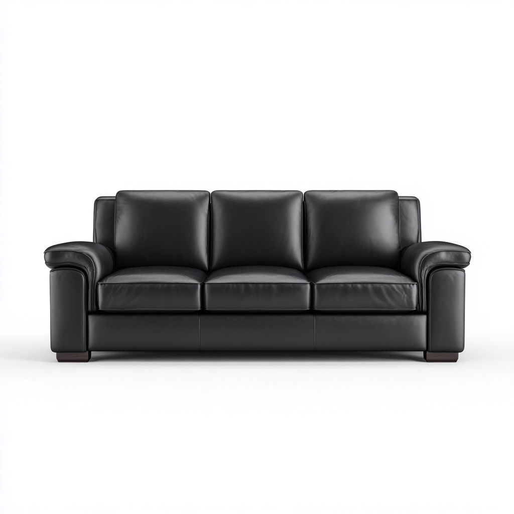 Canapé droit - similicuir - 198x95x92 cm - noir - style contemporain-Nestleify