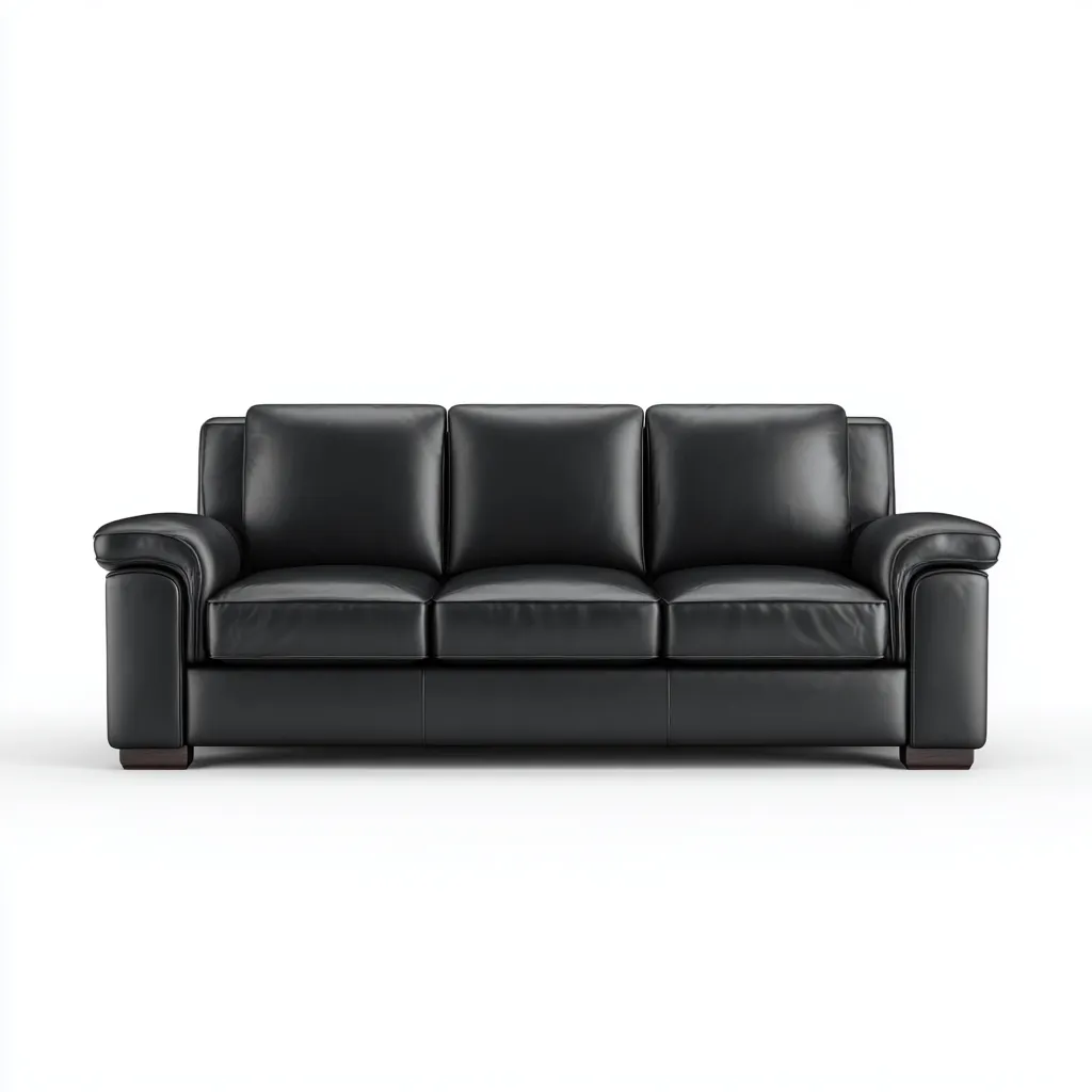 Canapé droit - similicuir - 198x95x92 cm - noir - style contemporain-Nestleify