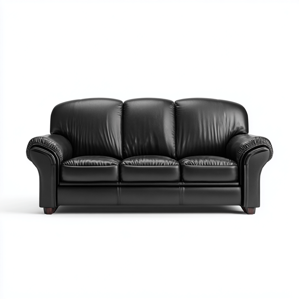 Canapé droit - similicuir - 192x94x92 cm - noir - style classique-Nestleify