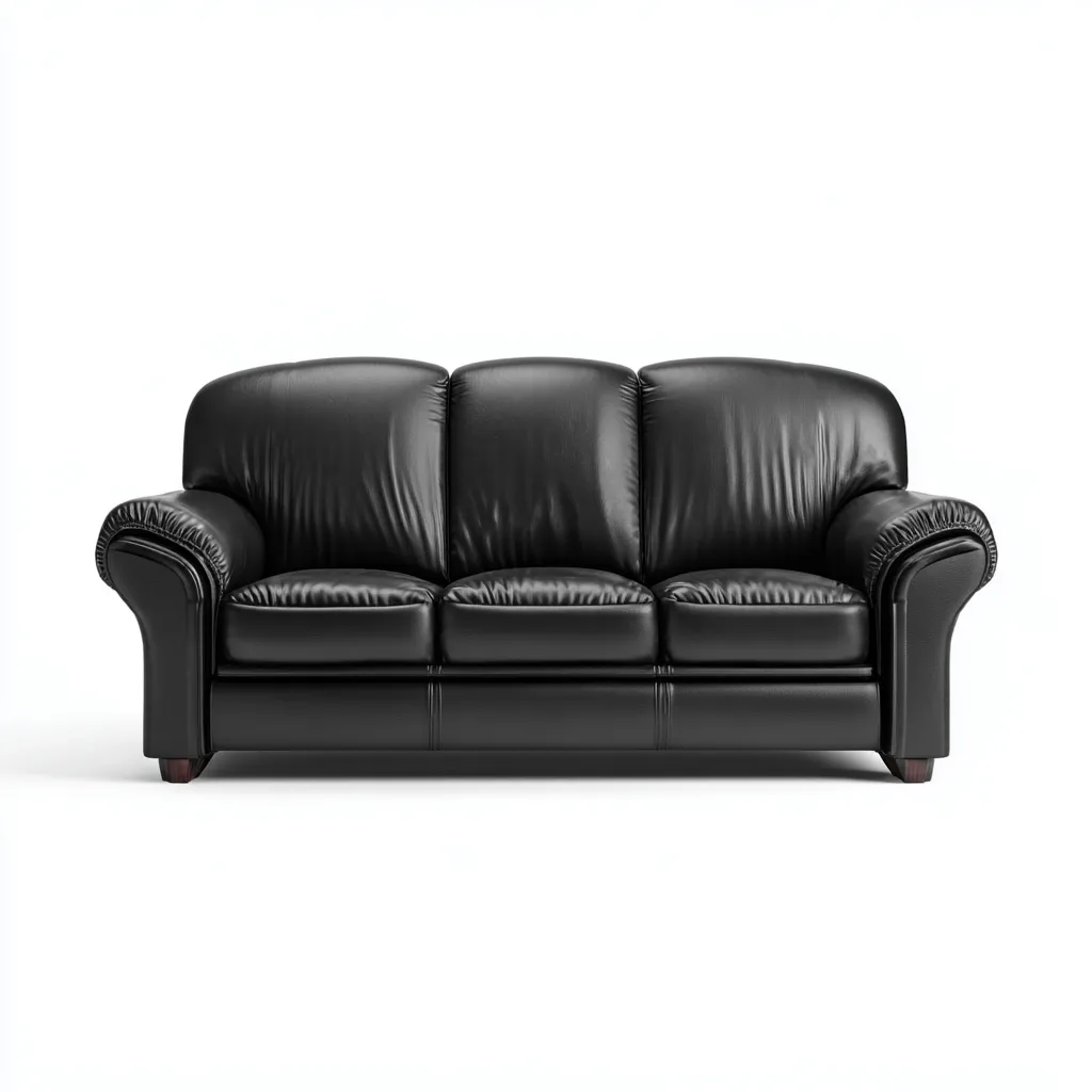 Canapé droit - similicuir - 192x94x92 cm - noir - style classique-Nestleify