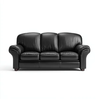 Canapé droit - similicuir - 192x94x92 cm - noir - style classique-Nestleify